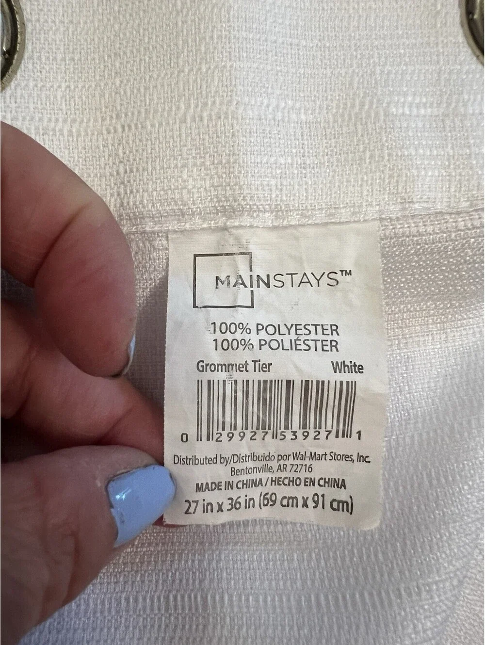 Lot 2 Mainstays White Silver Grommet 27” x 36” Light Filtering curtains drapes